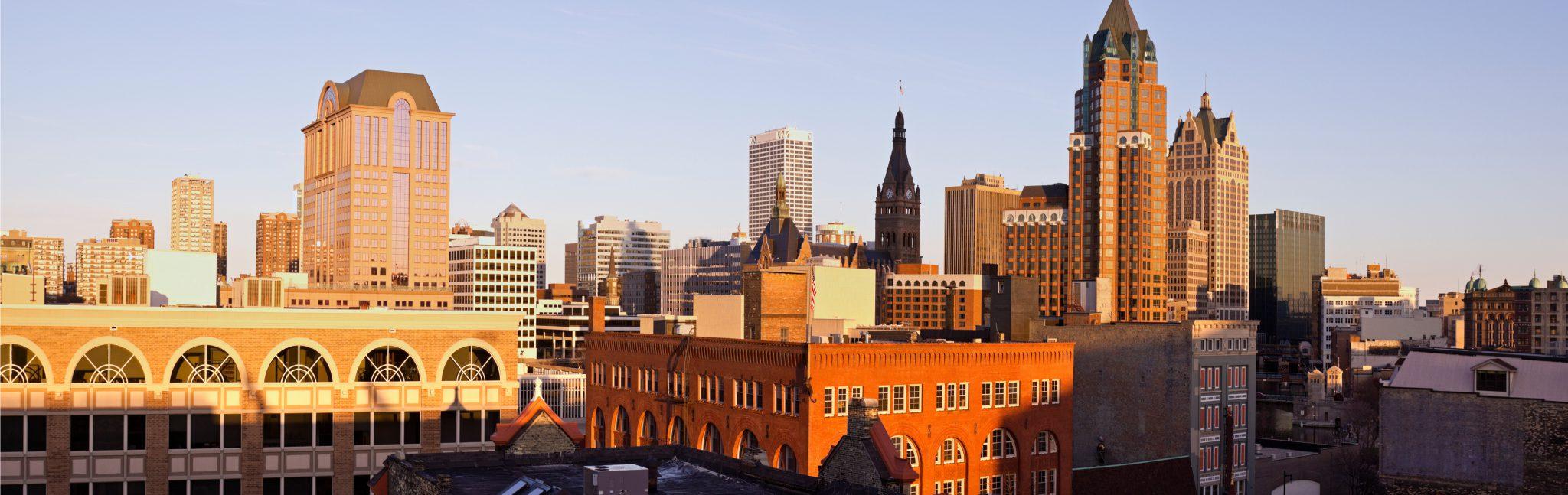 Sun-drenched cityscape